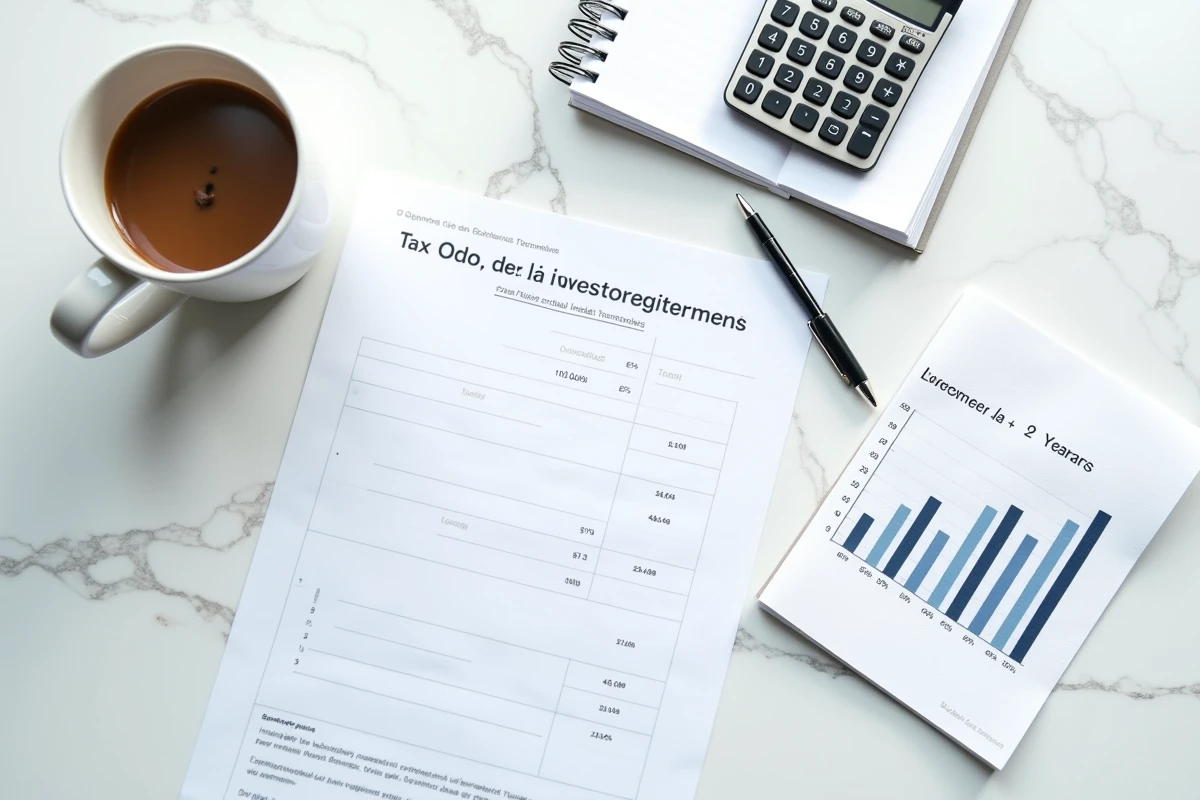 Documents fiscaux et tableau d'investissement Pinel posés sur un bureau pour analyser la prolongation après 6 ans